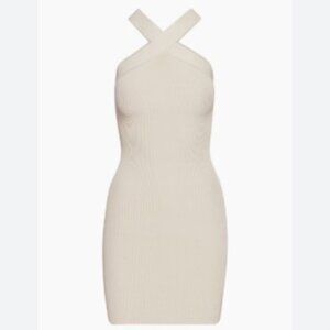 Babaton Sculpt Knit Criss Cross Dress Ribbed halter dress - Size XS